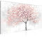 Runa Art Wandbild Baum im frühling 100 x 40 cm Modern Bild auf Vlies Leinwand Natur Wohnzimmer Schlafzimmer Grau Rosa 053212b