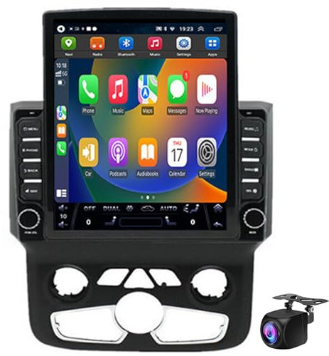 Autoradio Android 14 Radio Player für DOD-ge RAM 1500 2500 3500 2013-2018 9,7 Zoll IPS GPS Navigation Eingebautes 4G LTE Bluetooth CarPlay Unterstützung AHD Kamera DAB DVR(Color:4-Core 1+32G)