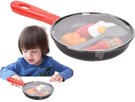 Fry Pan Toy DIY Fing Playset Küche Pädagogisches Zubehör für Kinder mit Utensilien | Kreatives Kochgeschirr Geschenk für Mädchen, ab 3 Jahren, Spaß für Essen pe