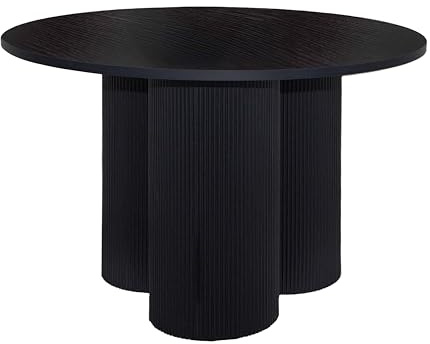 Moderner Esstisch, rund, 120 cm, Holzoptik, Schwarz