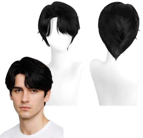 Dämonenjäger Kostüm Perücke Cosplay Kinder Anime Mira Zoey Kostüm Perücken，Cosplay Perücke für Frauen Mädchen Halloween Karneval Jäger Anime Requisiten (Black male short)