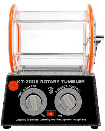 150W Schmuck Poliermaschine 220V Jewelry Rotary Tumbler Polisher mit 1 Beutel Polierperlen Schmuckpolier Poliertrommel Kugelmühle 5 Geschwindigkeitssteuerung Schmuck Polierer Maschine mit Timer