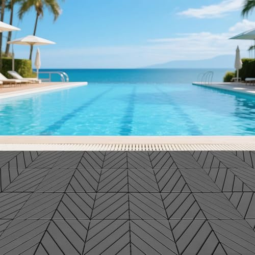 Mixtric 44er-Packung klick-Terrassenfliesen, 12x12 GroßE, Wasserfeste Kunststoff-Terrassenfliesen FüR Den AußEnbereich FüR Jedes Wetter Geeignet, Veranda, Garten Und Poolbereich