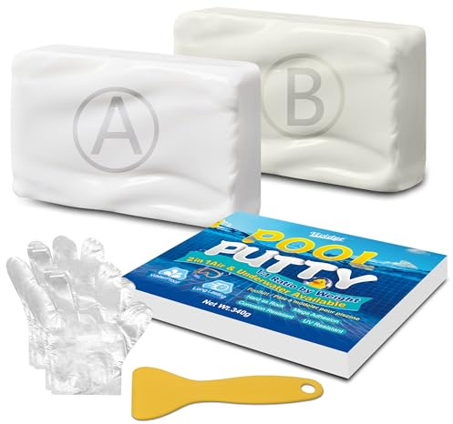 Stucco Epossidico Bianco, 340g Stucco per Piscine da Perdite Sott'acqua o sopra, Stucco per Plastica, Piastrelle, Calcestruzzo, Cemento, Legno etc, Riparazione Rapida di Crepe, Riempimento, Modellismo