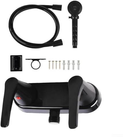 Robinet de douche pour camping-cars et remorques | Support mural à double commande avec centre de 10,2 cm | Construction en cuivre étanche | Finition noire pour installation de salle de bain à 2 trous