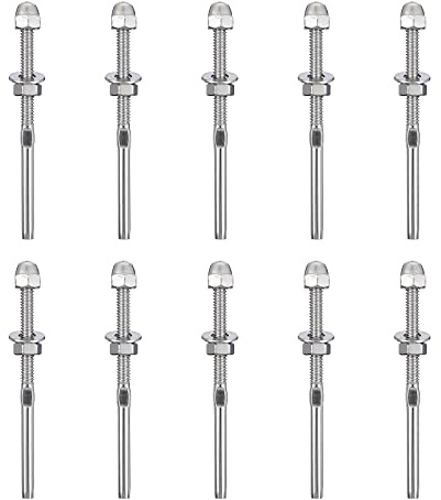 Homoyoyo Tendeurs à Sertir en Acier Inoxydable Kit 10 Pièces pour Poteaux Métalliques et Bois Garde-Corps à Câbles pour Balcons et Escaliers