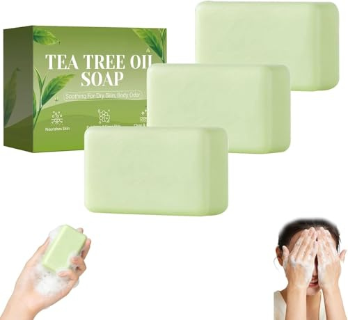 Jabon Aqvera Antifungico,aqvera Jabon,Jabón Purificante De Aceite De Árbol De Té Para El Cuidado De La Piel, Pie De Atleta, Áreas Íntimas Y Uñas - Efecto Refrescante(3PCS) (3pcs)