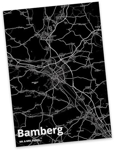 Mr. & Mrs. Panda Postkarte Bamberg - Geschenk, Stadt Dorf Karte Landkarte Map Stadtplan, Städte, Ansichtskarten, Ort, Einladungskarte,
