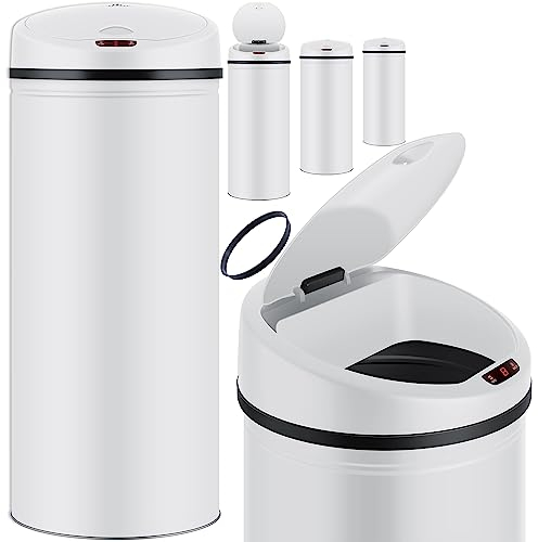 KESSER Sensor Mülleimer ✓ Automatik ✓ Abfalleimer ✓ Abfall | EDELSTAHL | Sensor gesteuert | Touch- Screen | Automatischer Deckel | Inklusive Müllbeutel | Mülleimer für Küche und mehr | Weiß | 40 L