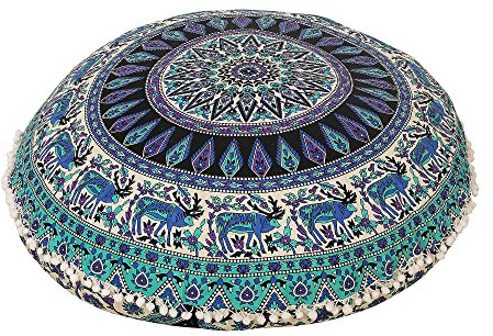 81,3 cm blau lila Bohemian Indisches Bodenkissen Platz Boho Dekorative Mandala Ottoman Puffs, POM POM Kissen Fall