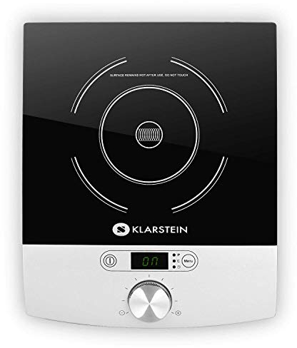KLARSTEIN VariCook Single Induction Hob Hot Plate - 1800W, Fits Cookware with a 12-26 cm Diameter, 10 Adjustable Power and Temperature Levels, Easy-to-Clean Surface, Black/Silver