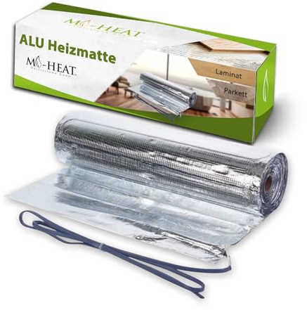 Mi-Heat Alu Heizmatte 150Watt/m² 8m² + Wellrohr - elektrische Fussbodenheizung - die Alternative zur Wasser-Fußbodenheizung