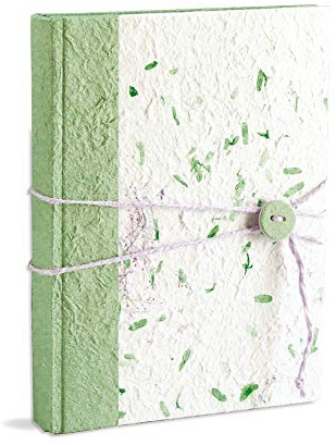 Mareli Album 23 x 30/30 fg aus unifarbenem Reispapier und floralem Reispapier mit Druckknopfverschluss und Schnur