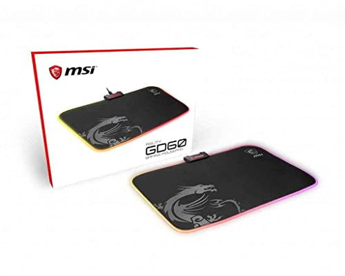 MSI AGILITY GD60 - RGB Gaming Mouse Pad, superficie tessile a basso attrito, bordi morbidi e orlati, base antiscivolo - 386 x 276 x 4 mm