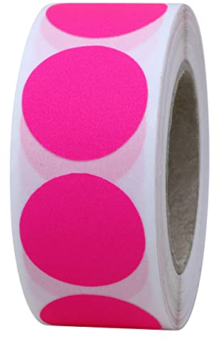 Hylabelest 25mm Runde leere fluoreszierende rosa Paster Aufkleber Insgesamt 1000 Punkte Target Selbstklebend pro Rolle