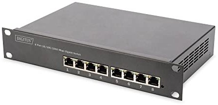 DIGITUS Gigabit Ethernet PoE+ Switch - 10 Zoll - 8 Ports - L2+ Managed - IEEE 802.3at - 80 Watt Powerbudget - Schwarz