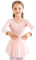 Bezioner Kinder Ballettkleidung Mädchen Ballettkleid Langarm Balletttrikot Ballettanzug Tanzkleid Tanzbody aus Baumwolle mit Chiffon Rock Tütü Rosa 140