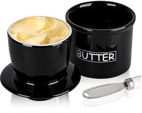 EasyDancing French Butter Crock, Butter Dish with Knife for Soft Butter-No More Hard Butter Anymore for Gift