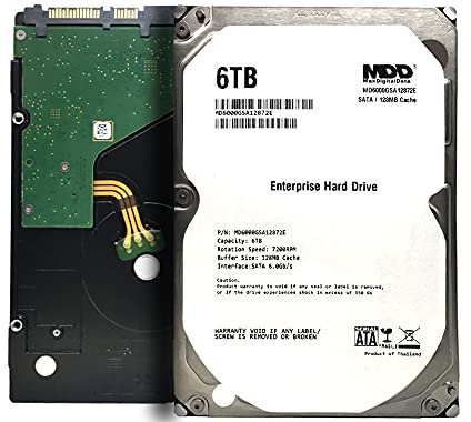 MaxDigitalData (MD6000GSA12872E) 6TB 7200RPM 128MB Cache SATA 6.0Gb/s 3.5-inch Internal Hard Drive (Enterprise Grade) - 3 Years Warranty