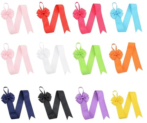 QUUPY 12Pcs Hair Bow Holder Organizer Hair Accessories Storage Headband Display Hanger Hanging Jewelry Organizers for Baby Girls Room Door Wall (Mix Color)