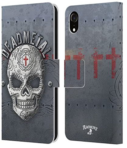 Head Case Designs Licenciado Oficialmente Alchemy Gothic Dead Metal Calavera Carcasa de Cuero Tipo Libro Compatible con Apple iPhone XR