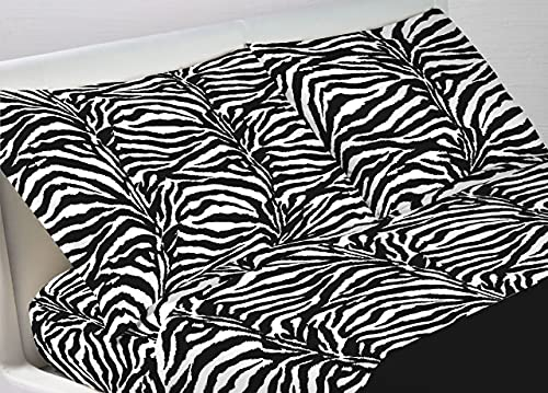 BIANCHERIAWEB Bettwäsche-Set für Doppelbett, Maxi-Bettlaken 270 x 300 cm, Oberlaken 270 x 300 cm, 2 Kissenbezüge mit seitlichen Knöpfen 50 x 80 cm, 100% Baumwolle, hergestellt in Italien, Zebramuster