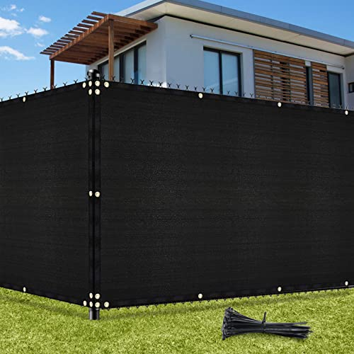 UIRWAY Brise vue Vert Jardin Cloture 1,22m x 15,24m, Brise-vue Occultant, Rouleau Brise vue 170g/m² HDPE Toile Traité Anti-UV Avec Fixation Liens pour Clôtures Jardin, Terrasse, Balcon(Noir)
