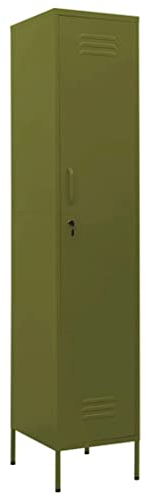 vidaXL Schließfachschrank mit 4 Einlegeböden Umkleideschrank Stahlschrank Lagerschrank Metallschrank Aktenschrank Schrank Olivgrün 35x46x180cm Stahl