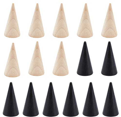 NBEADS 16pz Display Ad Anello in Legno, 2 Colori Espositore per Gioielli con Supporto per Anello A Forma di Cono per Esposizione di Gioielli per Anelli
