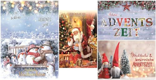 Eurofuchs24 10 Weihnachtskarten Adventskalender hochwertige Grußkarten Karte Hülle Sortiment