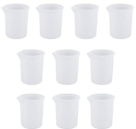 XNJIHWA Juego de 10 Taza Medidora de Silicona Vasos Medidores Antiadherentes Flexible Translúcida 100ml para Laboratorio ceras moldes de fundición Hornear Reposteria