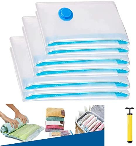 YOTOYOU vakuumbeutel für kleidung 6 Stück M40x60cm Kompressionstasche Reiseaufbewahrung+1 Pumpe für Bettdecken, Kleidung, Kissen, Bettwäsche