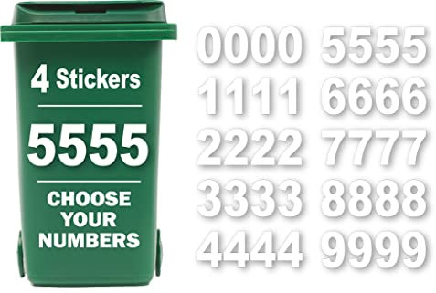 4 x Bin Numbers for Wheelie Bins, 0-9, Dustbin Stickers, Easy Application 17.5cm Stick On Number Stickers - Weatherproof Self Adhesive Vinyl (Number 5)