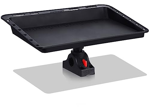 Lenwen Boat Chopping Board 14.1x10.9 Inch Black Bait Table Fishing Net Board Boat Grid with Fishing Rod Holder Clamp Storage and Knife Slot