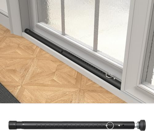 Feblomst Window Security Bar, 16 to 51Inch Adjustable Sliding Door Lock Bar, Black, Patio Sliding Door, Child Proof