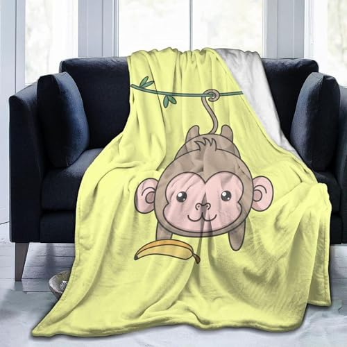 SJSXWQN Decke Gelber AFFE Kuscheldecke Flauschig für Bett und Sofa Extra Weich Warme Mikrofaser Wohndecke Fleecedecke als Sofadecke Couchdecke Kuscheldecke - 180x200 cm