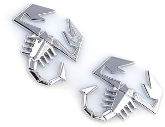 MACHSWON 2 adesivi decorativi 3D a forma di scorpione, in metallo, per auto, camion, SUV, bicchieri, computer portatili, finestrini dell'auto (argento)