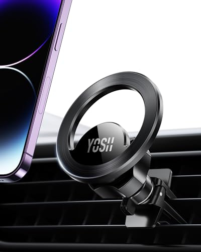 YOSH Mag-Safe Autohalterung, Universal Magnetische Handyhalter Auto mit 20x N55 Magnet, 360° drehbare Lüftung KFZ Handyhalter Auto für iPhone 16 15 14 13 12 Pro Max Magsafe-Hüllen Smartphone