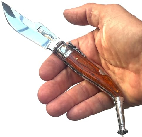 ADCSHOP Navaja jerezana - 20.10 cm - hoja de acero 3Cr13Mov de 8.50 cm - mango de madera stamina barnizada 11.60 cm - peso 68.90 g - Ideal para Portabilidad y Uso Diario