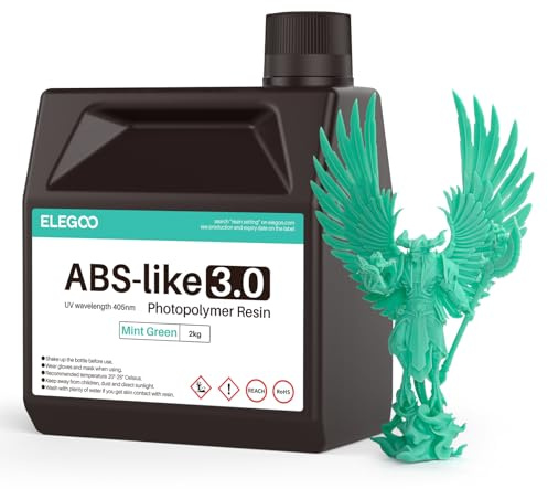 ELEGOO ABS-Like 3.0 3D Drucker Resin Minzgrün 2000g, 405nm UV-Härtendes 3D Printer Harz mit Hoher Zugfestigkeit und Biegefestigkeit für MSLA/LCD/DLP 3D Drucker