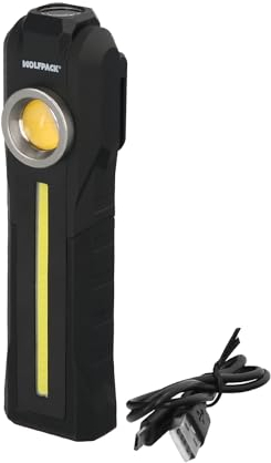 WOLFPACK LINEA PROFESIONAL Linterna Led Profesional Multifuncion Recargable USB 3 Luces 95/300 / 250 Lumenes. Con Iman, Gancho y Clip Cinturon
