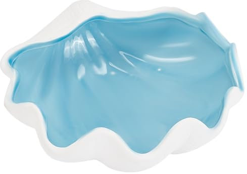 DELORIGIN Shell Jewelry Dish Tray Ceramic Shell Ring Holder Jewelry Pendant Tray Bowl Key Storage Tray Decorative Dinner Dessert Plate for Home Bathroom Decor Porcelain Bracelet Necklace Organize