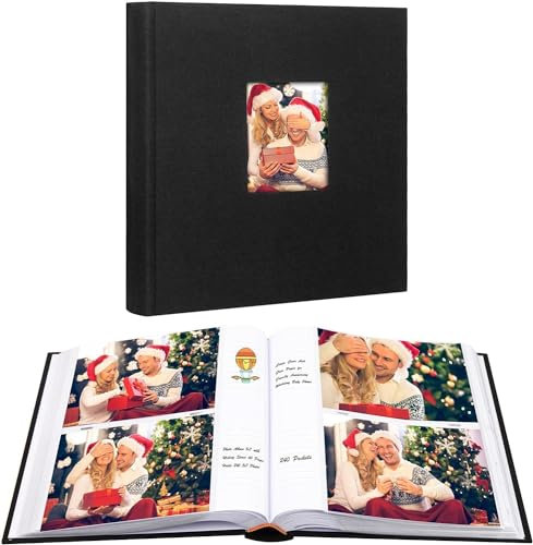 Álbum de fotos de 240 bolsillos de 5 x 7 pulgadas con espacio para escritura, gran capacidad de 5 x 7 pulgadas, con capacidad para 240 fotos, cubierta de lino, páginas libres de ácidos, libro de fotos