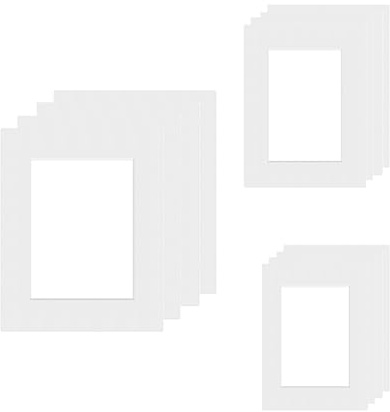 MAEXUS® Lot de 24 passe-partout en carton 3 tailles - Cadre photo décoratif - Cartes de montage blanches pour cadre photo - Cartes de montage pour cadre photo - Impression d'art