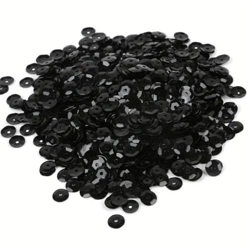 Angel Malone 15g Approx.1200 pcs. 6-7mm in Diameter Premium Quality Cup Sequins DIY Arts Crafts Making - UK Seller (Black Magic)