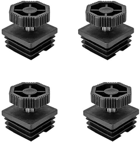 Lot de 4 pieds de nivellement pour pieds de meubles - 38 x 38 mm - Embouts filetés M8 - Noir