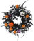 Ghirlanda di Halloween per porta d'ingresso, corona di zucche di Halloween da 41,93 cm, ghirlanda decorativa per riunioni di famiglia di Halloween con zucca, zucca simulazione decorazioni di Halloween