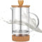 Aipeeo French Press, Milchaufschmäumer Manuell,Milchaufschäumer aus glas mit Holzdeckel,600ml,Milchaufschäumer zum Montieren von Milch und Cappuccino,Ideal für Kaffeeliebhaber