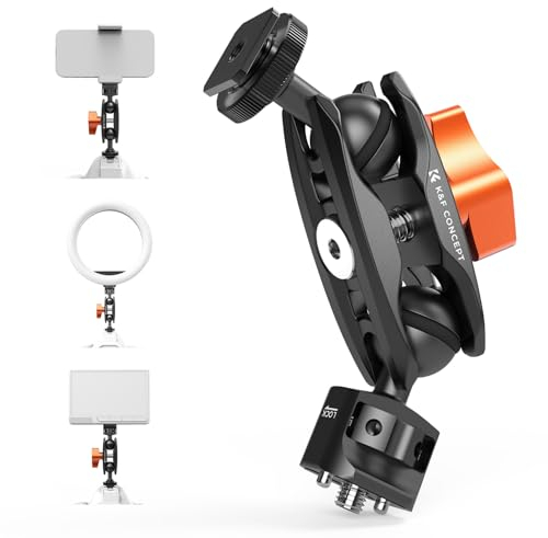 K&F Concept Magic Arm with Cold Shoe, Dual Ballhead Magic Arm with 1/4 Screws and Locating Pins, 360° Rotable Camera Arm for Action Camera Light Microphone Tripod Monitor Cell Phone, MS27