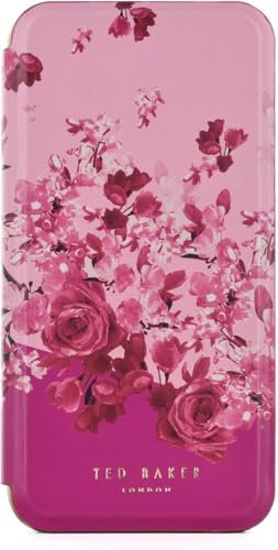 Ted Baker Scattered Flowers Mirror Folio Case Compatible with iPhone 16 Pro - Pink Gold